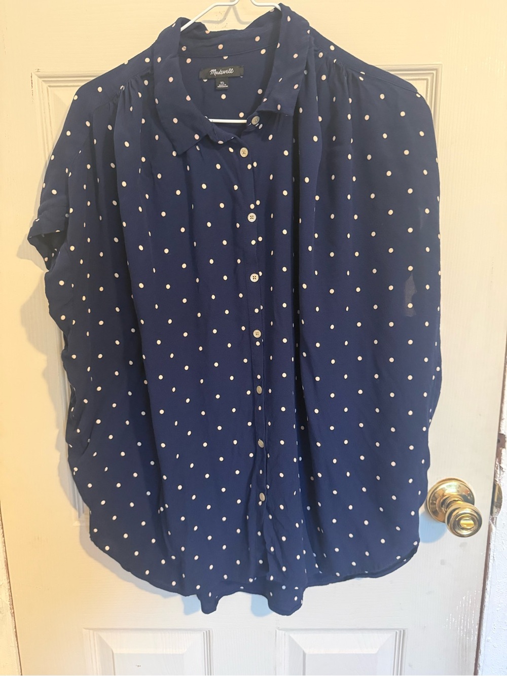 Madewell Navy Blue Polka Dot Button-Down Shirt